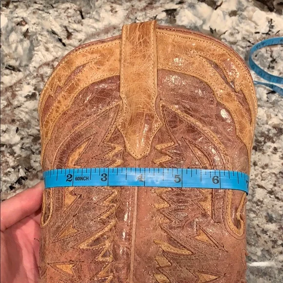 Corral Light Tan Snip Toe Cowboy Cowgirl Boots 7.5 Item # 112 - Picture 9 of 9